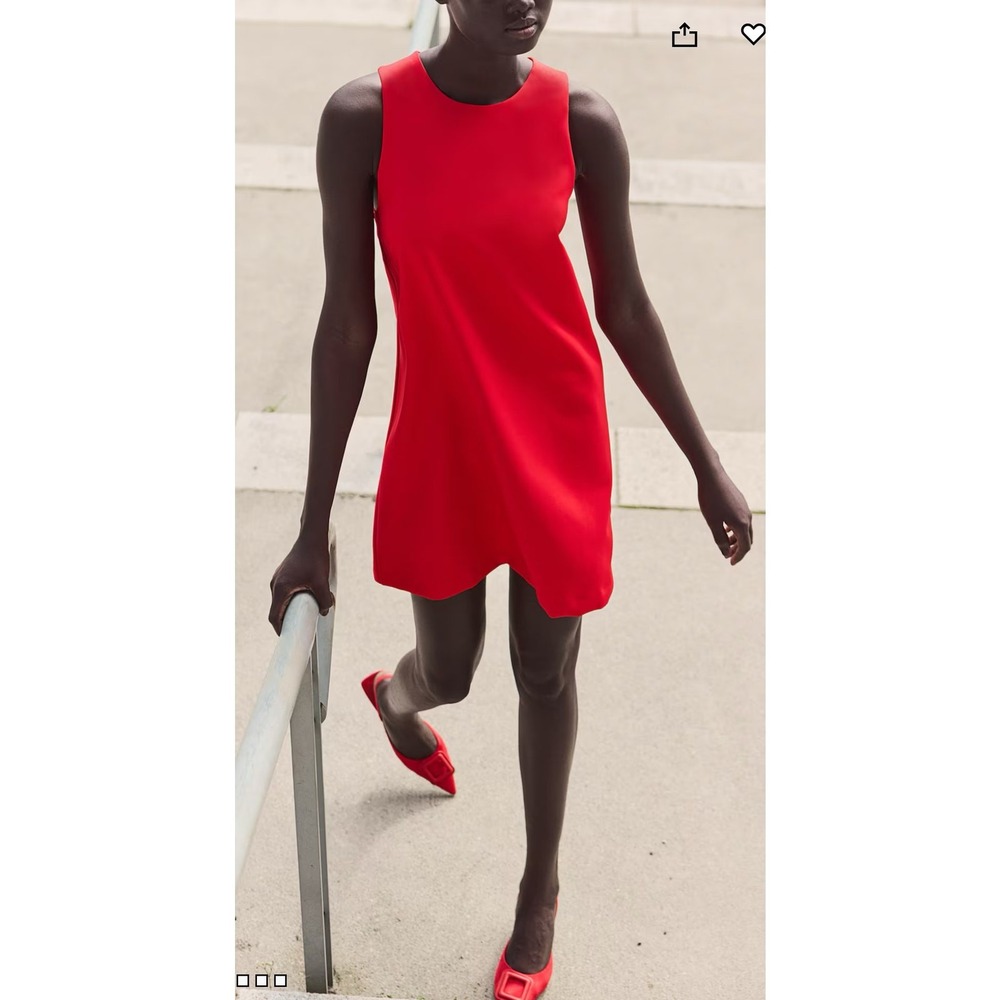 HM Womens Red Sleeveless Shift Mini Dress Size XL Round Neck A-Line Solid